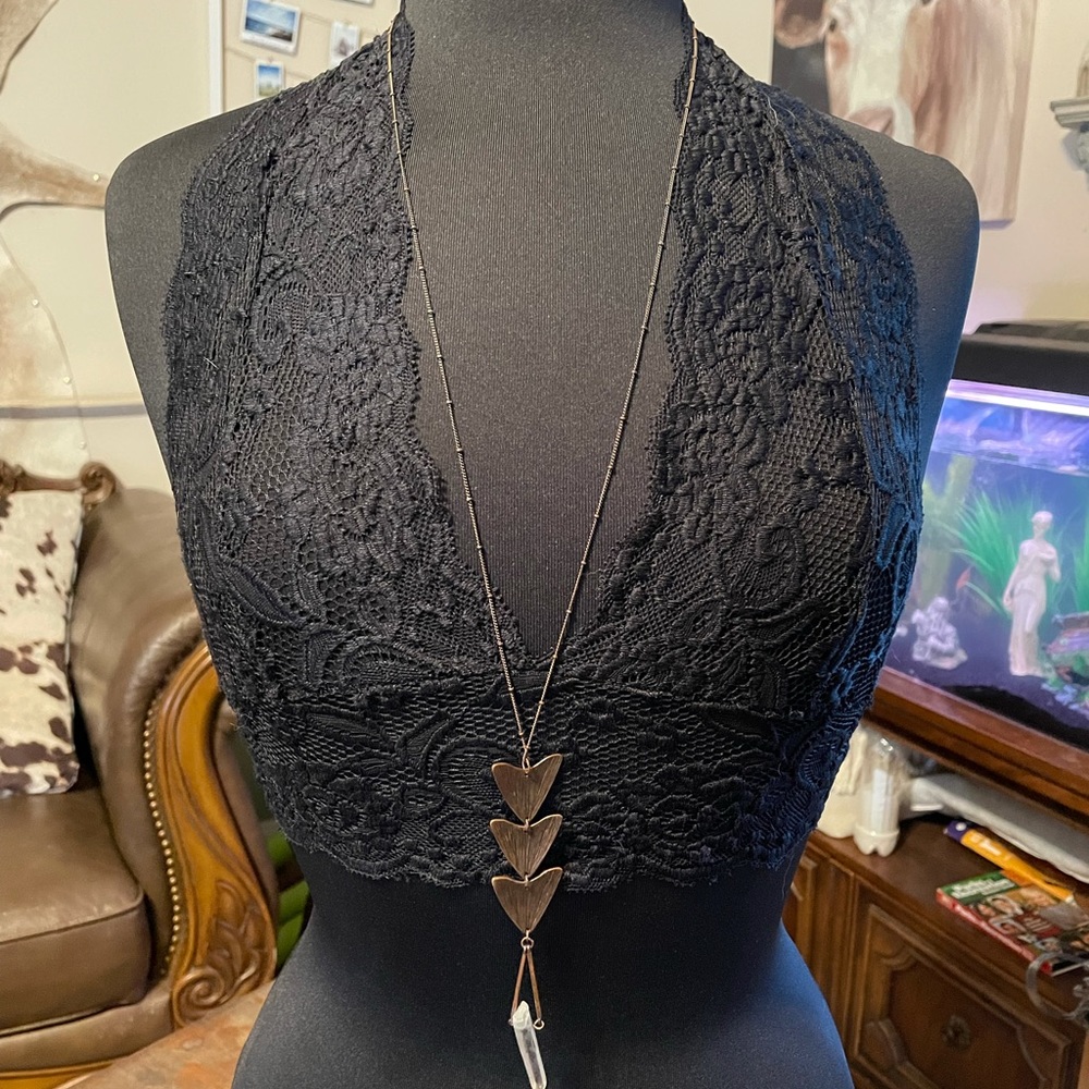 Black lace halter bralette